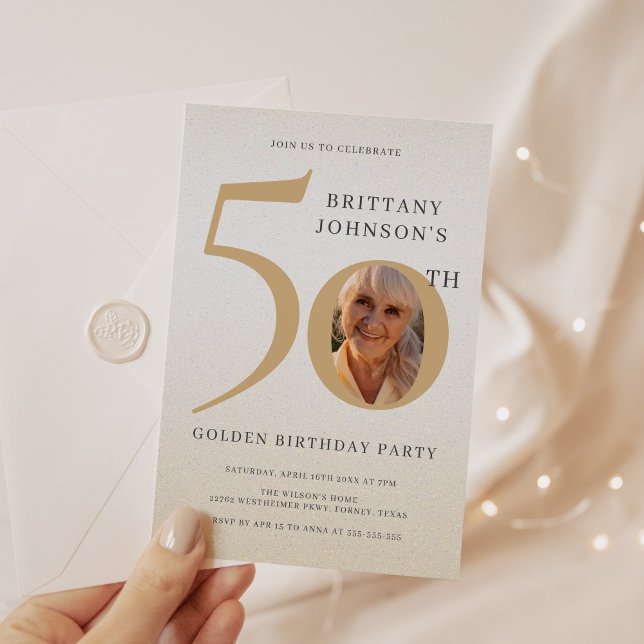 Golden 50 Jahrestag Elegant 50. Geburtstag Einladung (Von Creator hochgeladen)