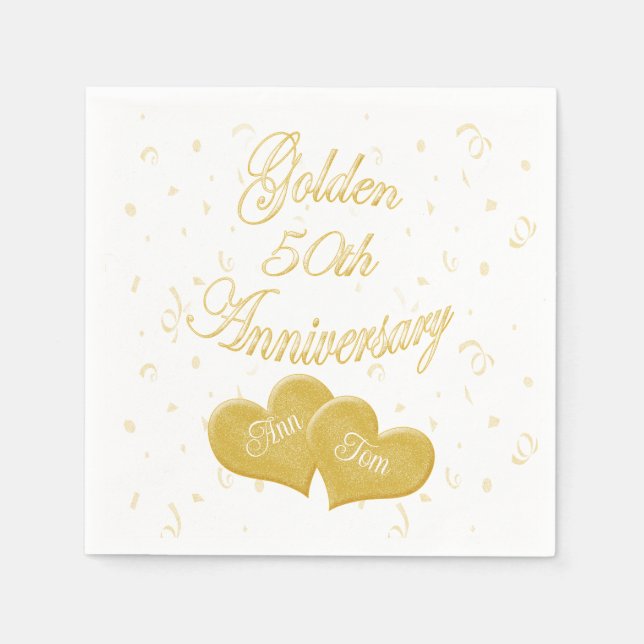 Golden 50-jähriges Jubiläum individuell angepasst Serviette (Vorderseite)