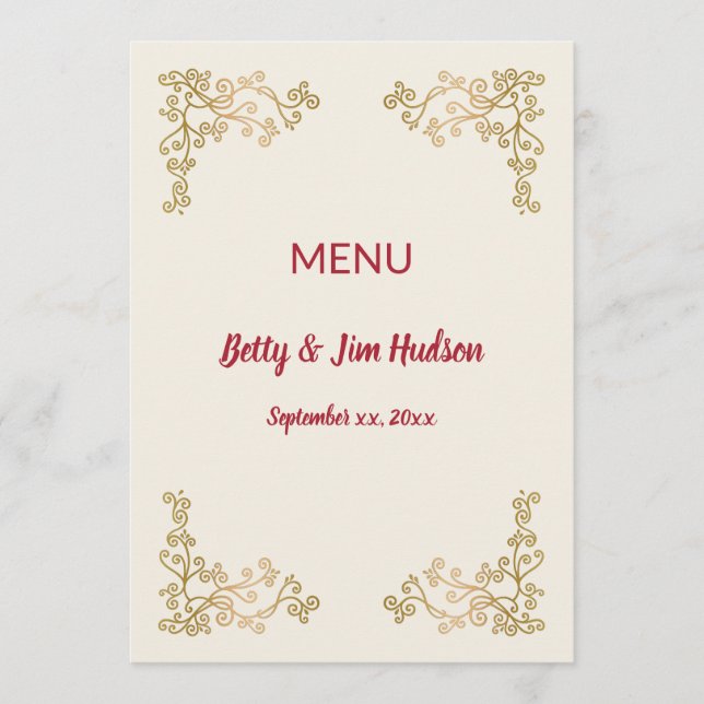 Golden - 50. Jubiläum Empfang Menu Menükarte (Vorderseite)