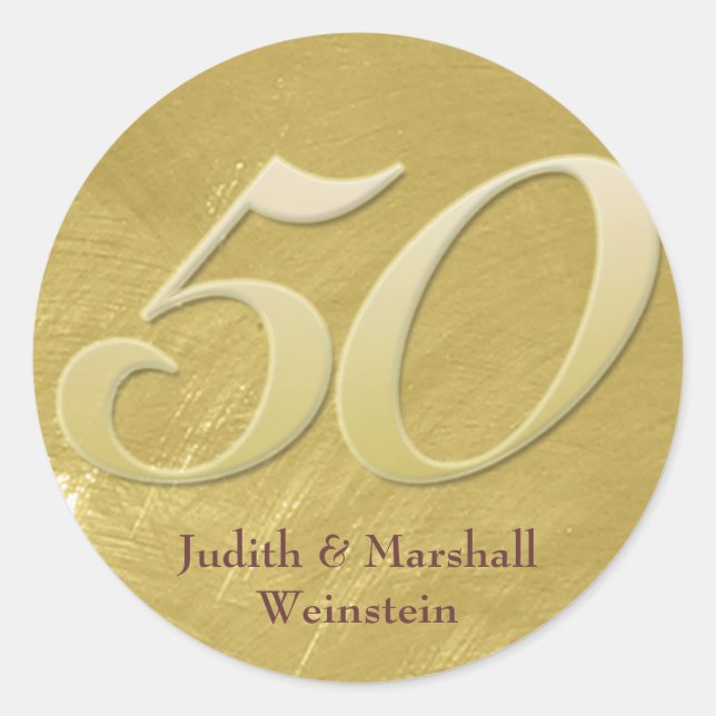 Golden (50.) Jubiläum Imitate Metal-Look Runder Aufkleber (Vorderseite)