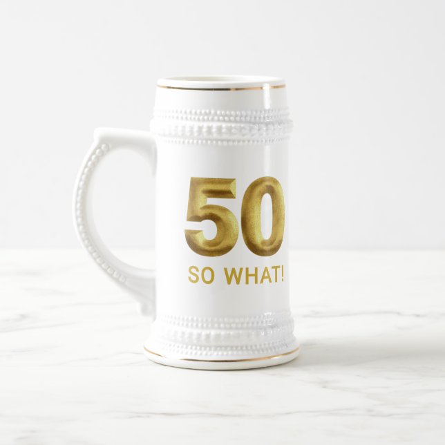 Golden 50 So What Funny Birthday Party Bierglas (Links)