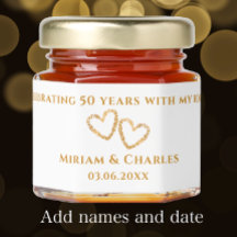 Golden 50 th Wedding Anniversary Heart Personalisi