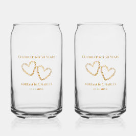 Golden 50 th Wedding Anniversary Heart Personalisi Dosenglas