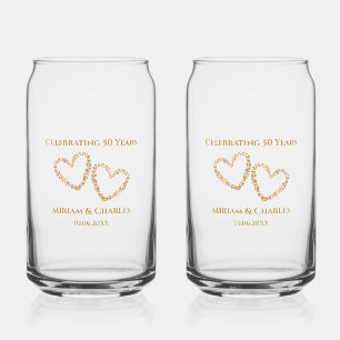 Golden 50 th Wedding Anniversary Heart Personalisi Dosenglas