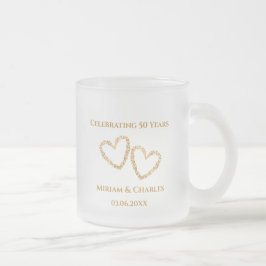 Golden 50 th Wedding Anniversary Heart Personalisi Mattglastasse