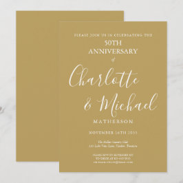 Golden 50 th Wedding Anniversary Modern Script Einladung