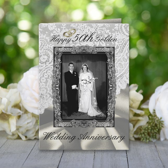 Golden 50 th Wedding Jubiläum Moderne Karte (Von Creator hochgeladen)