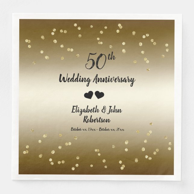 Golden 50. Wedding Anniversary Confetti Elegant Serviette (Vorderseite)