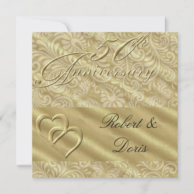 Golden 50. Wedding Anniversary Einladung Gold (Vorderseite)