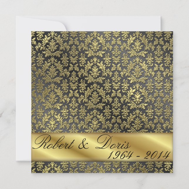 Golden 50. Wedding Anniversary Einladung Gold (Vorderseite)