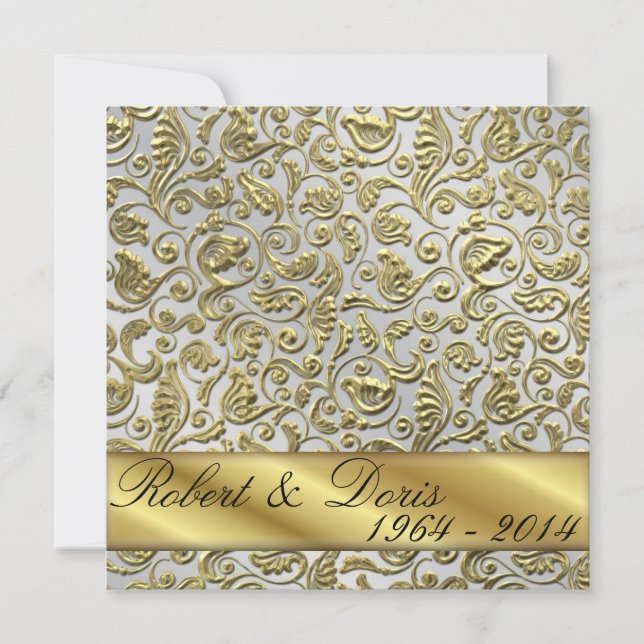 Golden 50. Wedding Anniversary Einladung Gold (Vorderseite)