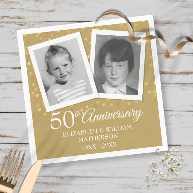 Golden 50. Wedding Anniversary Fun Child Fotos Serviette (Von Creator hochgeladen)