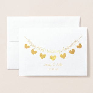 Golden 50. Wedding Anniversary Herbstkarte Folienkarte