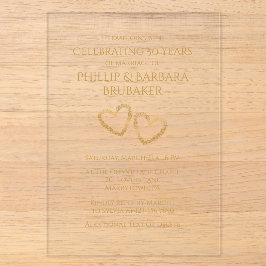 Golden 50. Wedding Anniversary Party Herz Custom Acryleinladungen
