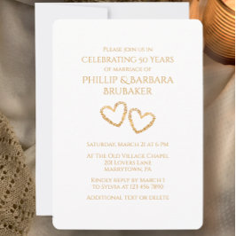 Golden 50. Wedding Anniversary Party Herz Custom Einladung