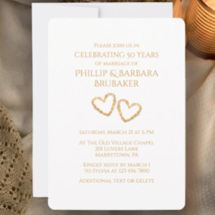 Golden 50. Wedding Anniversary Party Herz Custom Einladung
