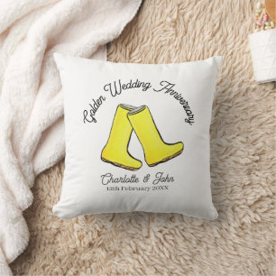 Golden 50. Wedding Jubiläum gelbe weiche Stiefel Kissen