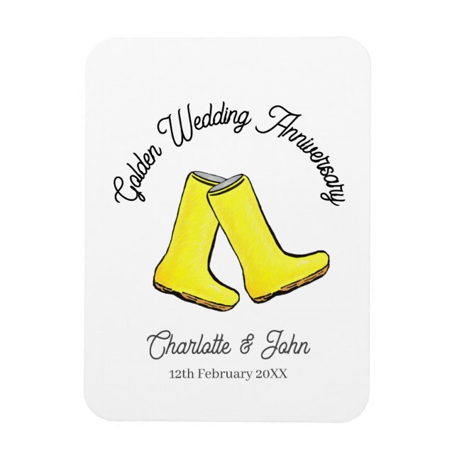 Golden 50. Wedding Jubiläum gelbe weiche Stiefel Magnet (Vertikal)