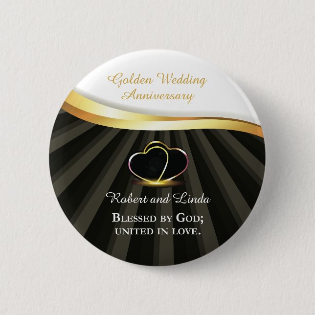 Golden 50. Wedding Religious Jubiläum Button (Vorderseite)