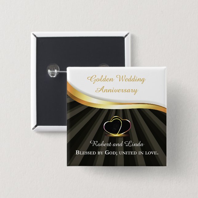 Golden 50. Wedding Religious Jubiläum Button (Vorne & Hinten)