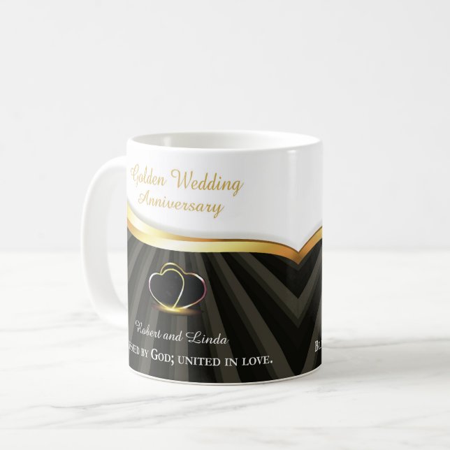 Golden 50. Wedding Religious Jubiläum Kaffeetasse (Vorderseite Links)