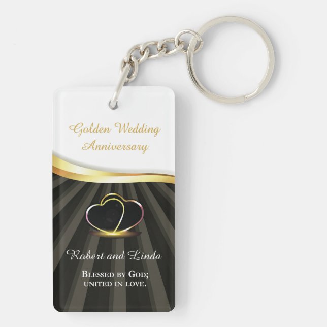 Golden 50. Wedding Religious Jubiläum Schlüsselanhänger (Rückseite)