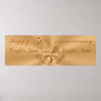 Golden 50th Anniversary Banner with NAMES and DATE