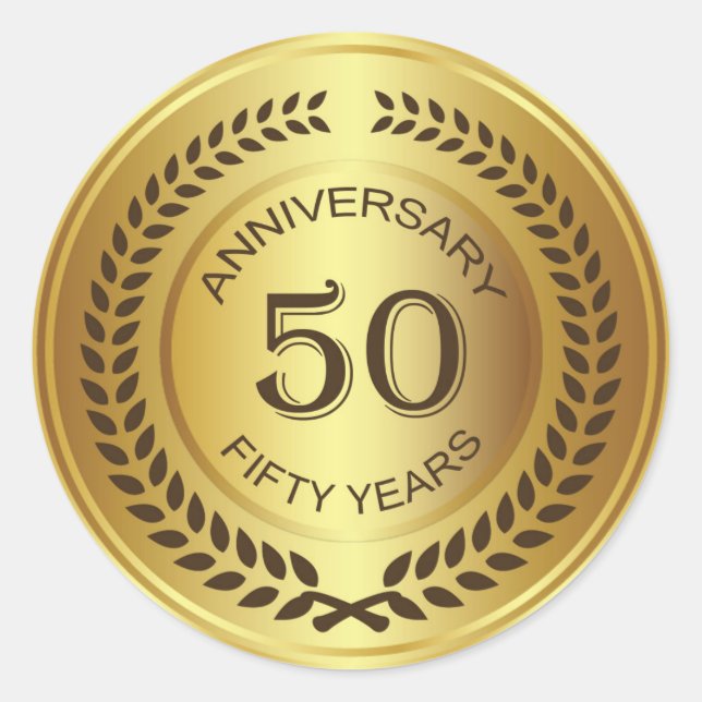 Golden 50th Anniversary with laurel wreath Sticker (Devant)