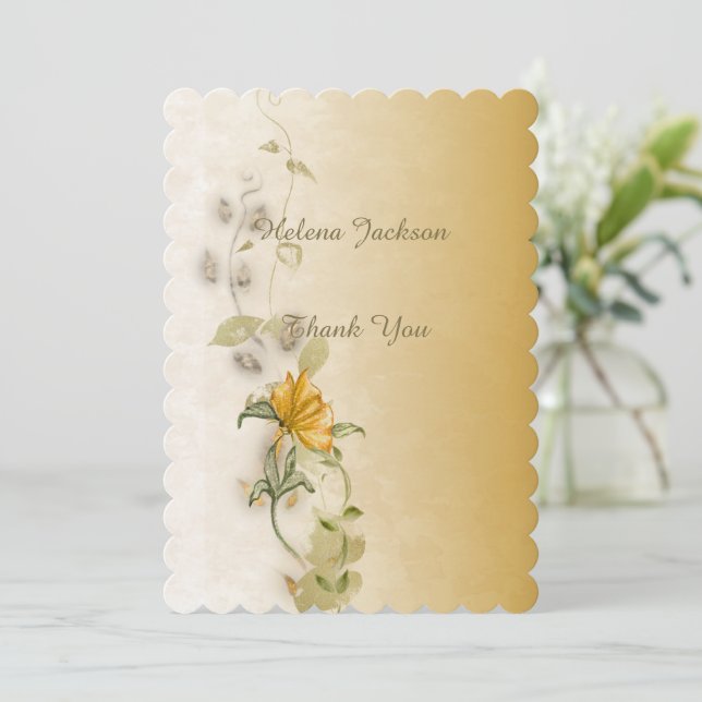 Golden 50th birthday thank you card  dankeskarte (Stehend Vorderseite)