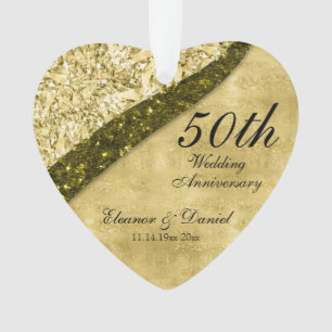 Golden 50th Mariage Anniversary Keepsar Ornament