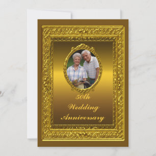 Golden 50th Mariage Anniversary Party Invitation