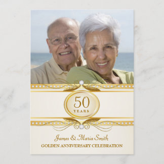 Golden 50th Wedding Anniversary Foto lädt ein Einladung