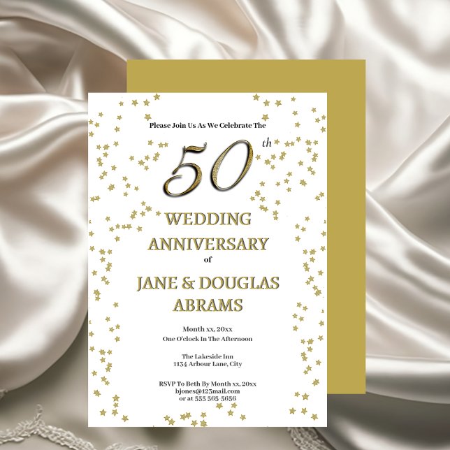 Golden 50th Wedding Anniversary Party Invitation Einladung (Golden 50th Wedding Anniversary Party Invitation)