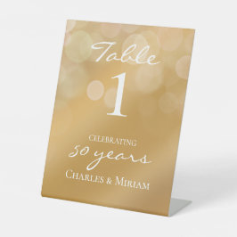 Golden 50th Wedding Anniversary Party Table Sign Sockelschild