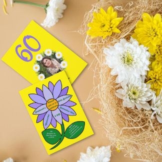 Golden 60. Geburtstag Einfache lila Sonnenblume Einladung