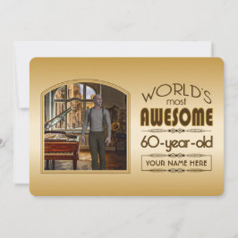 Golden 60. Geburtstagswelt - bester Custom Foto Fr Einladung