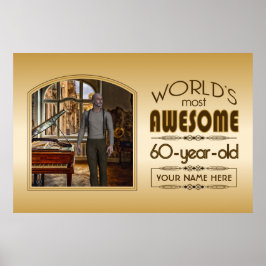 Golden 60. Geburtstagswelt - bester Custom Foto Fr Poster