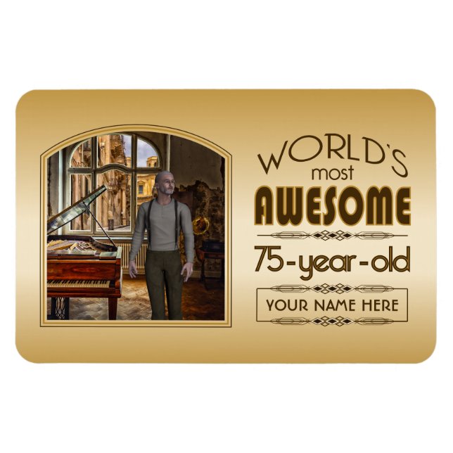 Golden 75. Geburtstag Weltmeisterschaft für kunden Magnet (Horizontal)