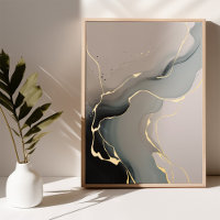 Golden Abstrakt Art Illuminiertes Poster Foil Gold