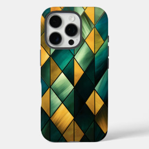 Golden Abstrakt Green Geometric iPhone 16 Pro Hülle