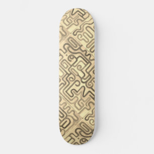Golden Abstrakt Maze Ethnic Tribal Gold Cool Künst Skateboard