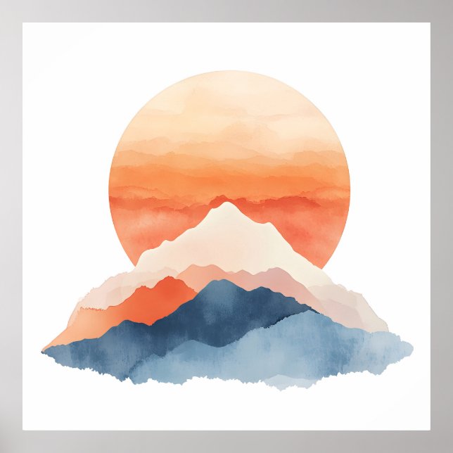 Golden Abstrakt Mountain Peak Poster (Vorne)