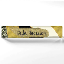 Golden Abstrakt Wave Modernes Gold Glam Trendy Namensplakette