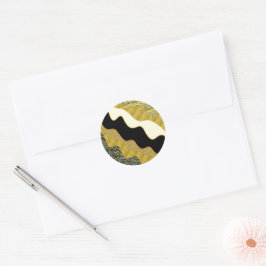 Golden Abstrakt Wave Modernes Gold Glam Trendy Runder Aufkleber