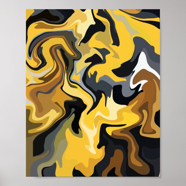 Golden Abstrakt Waves Poster (Vorne)