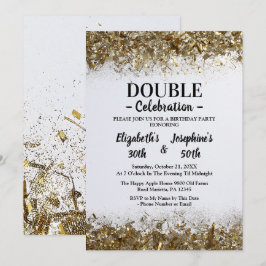 Golden Adult Joint Double Birthday Celebration Einladung