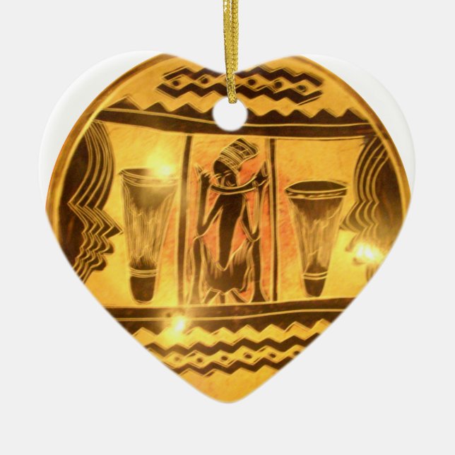 Golden African Ethnic Art Print Design Keramik Ornament (Vorne)
