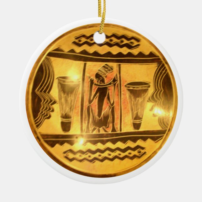 Golden African Ethnic Art Print Design Keramikornament (Vorne)