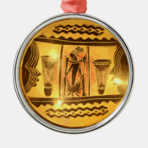 Golden African Ethnic Art Print Design Ornament Aus Metall