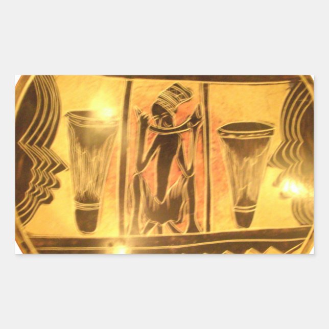Golden African Ethnic Art Print Design Rechteckiger Aufkleber (Vorderseite)